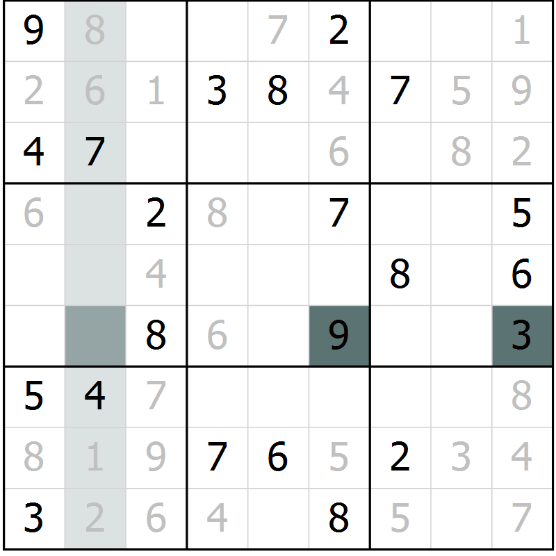Position des candidats pour la solution de la Gr 6 page 9 du magazine de sudoku Virtuose n° 126
