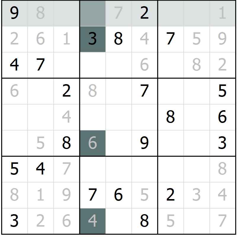 Position des candidats pour la solution de la Gr 6 page 9 du magazine de sudoku Virtuose n° 126