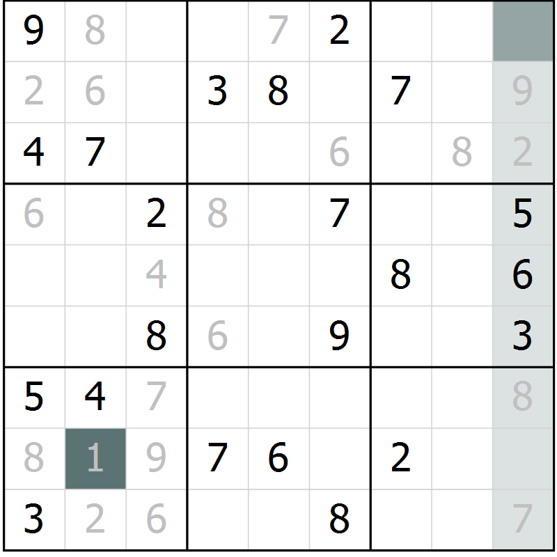 Position des candidats pour la solution de la Gr 6 page 9 du magazine de sudoku Virtuose n° 126