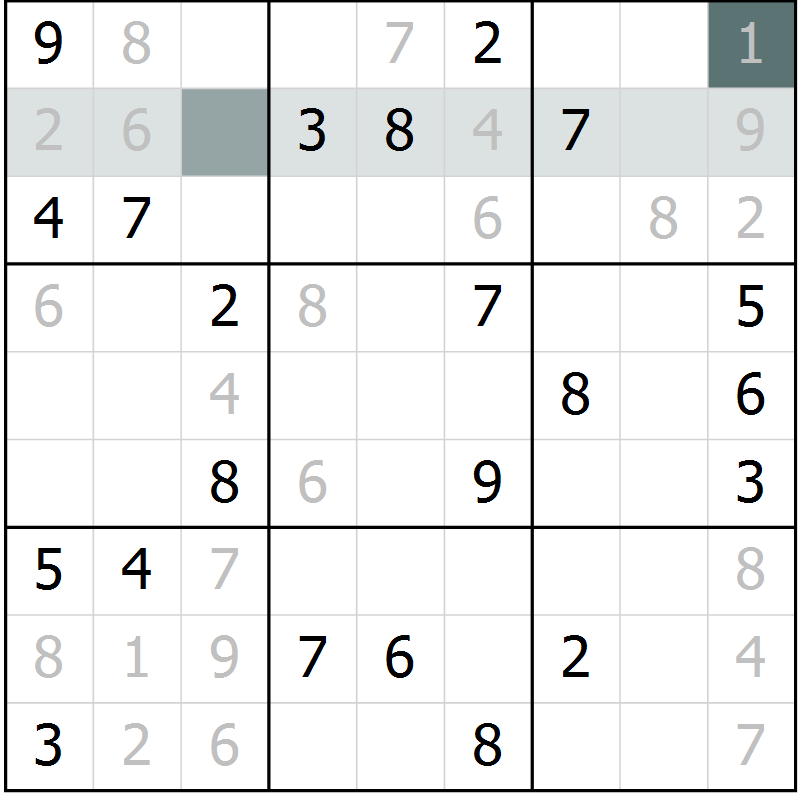 Position des candidats pour la solution de la Gr 6 page 9 du magazine de sudoku Virtuose n° 126