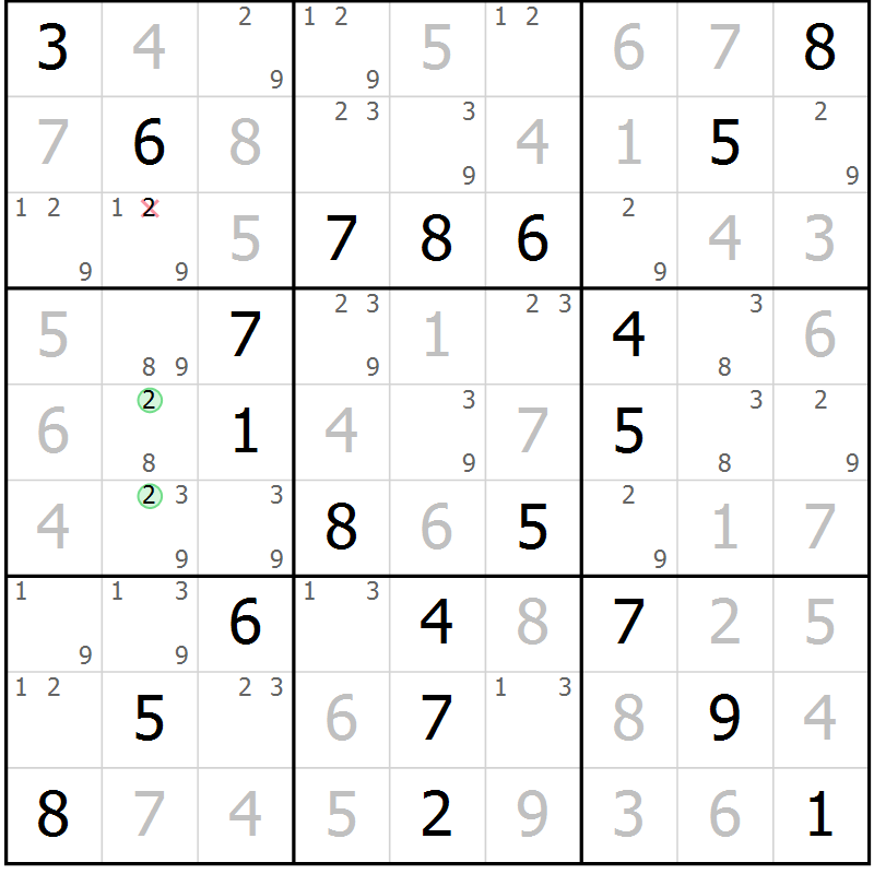 Position des candidats pour la solution de la Gr 60 page 63 du magazine de sudoku Virtuose n° 126