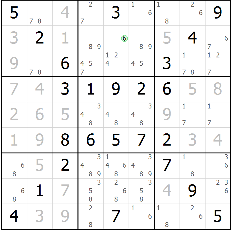 Position des candidats pour la solution de la Gr 61 page 64 du magazine de sudoku Virtuose n° 126
