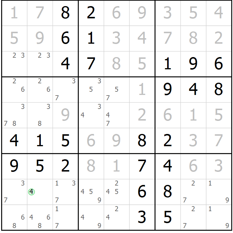 Position des candidats pour la solution de la Gr 63 page 66 du magazine de sudoku Virtuose n° 126