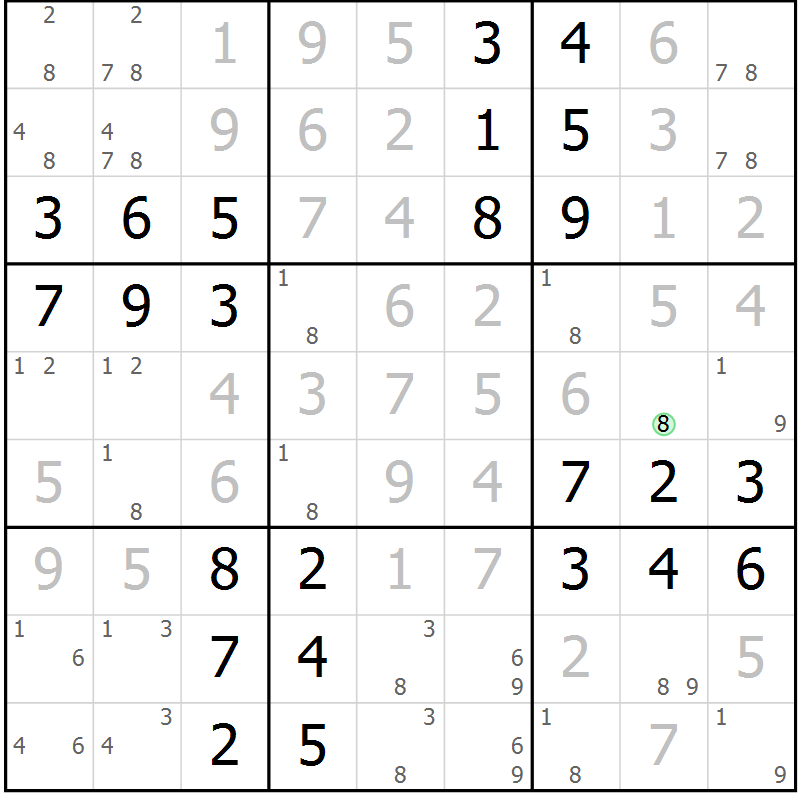 Position des candidats pour la solution de la Gr 65 page 68 du magazine de sudoku Virtuose n° 126