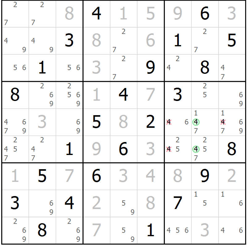 Position des candidats pour la solution de la Gr 66 page 69 du magazine de sudoku Virtuose n° 126