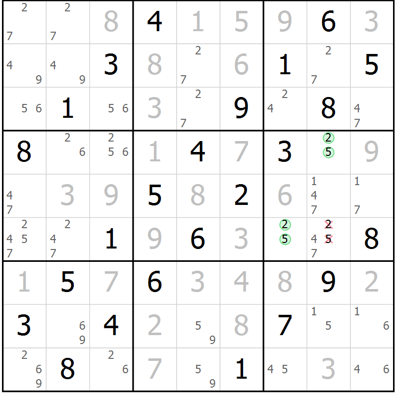 Position des candidats pour la solution de la Gr 66 page 69 du magazine de sudoku Virtuose n° 126
