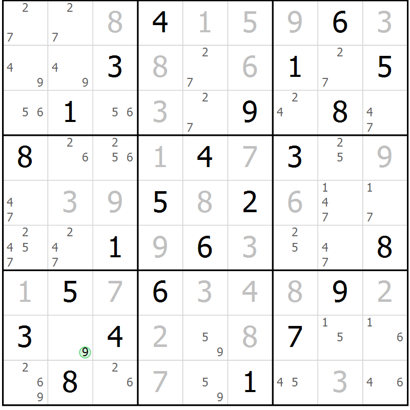 Position des candidats pour la solution de la Gr 66 page 69 du magazine de sudoku Virtuose n° 126