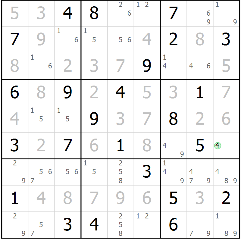 Position des candidats pour la solution de la Gr 68 page 71 du magazine de sudoku Virtuose n° 126