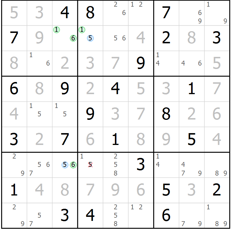 Position des candidats pour la solution de la Gr 68 page 71 du magazine de sudoku Virtuose n° 126