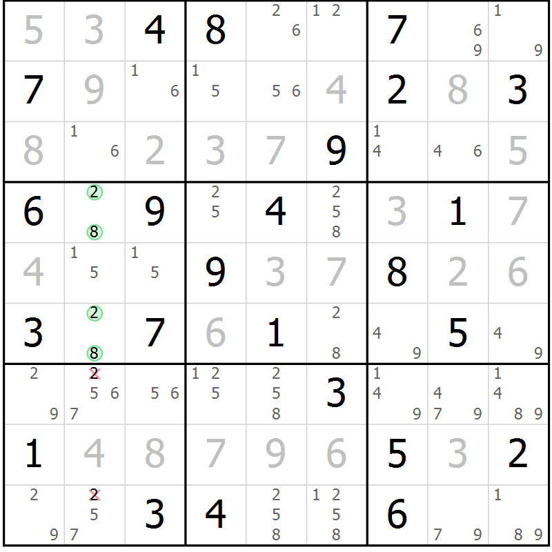 Position des candidats pour la solution de la Gr 68 page 71 du magazine de sudoku Virtuose n° 126