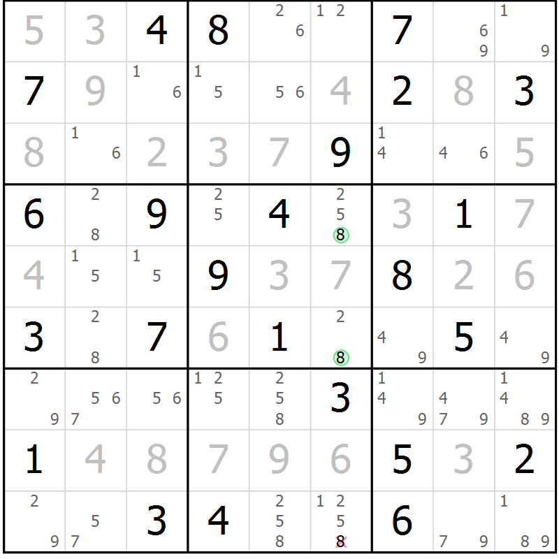 Position des candidats pour la solution de la Gr 68 page 71 du magazine de sudoku Virtuose n° 126