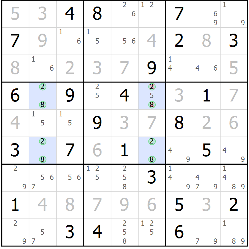 Position des candidats pour la solution de la Gr 68 page 71 du magazine de sudoku Virtuose n° 126