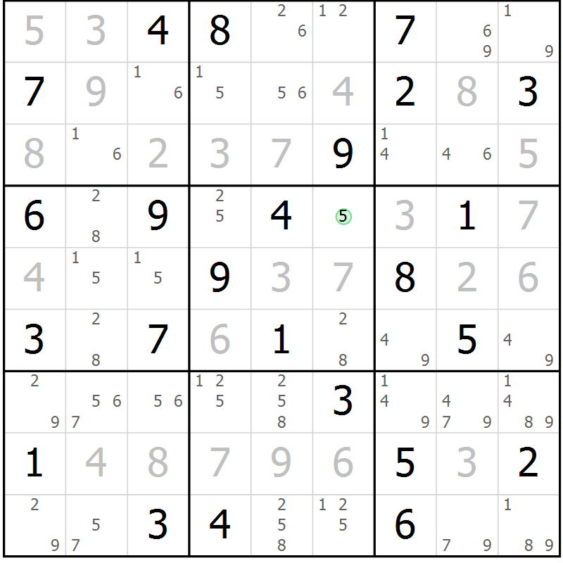 Position des candidats pour la solution de la Gr 68 page 71 du magazine de sudoku Virtuose n° 126