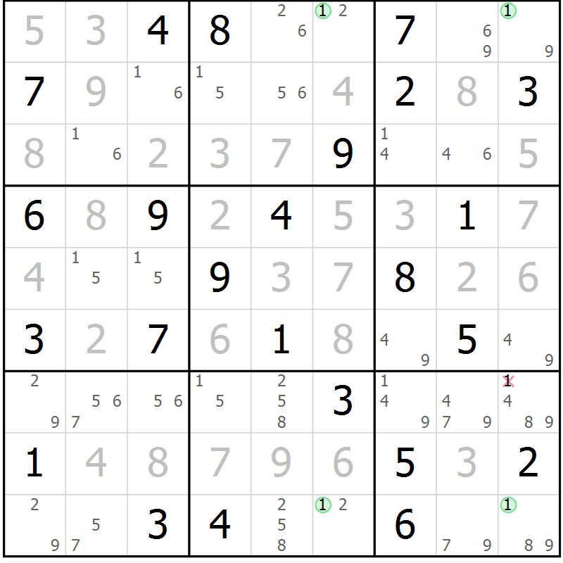 Position des candidats pour la solution de la Gr 68 page 71 du magazine de sudoku Virtuose n° 126