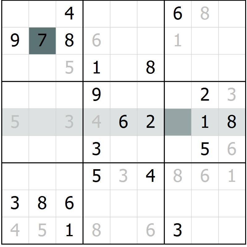 Position des candidats pour la solution de la Gr 7 page 10 du magazine de sudoku Virtuose n° 126