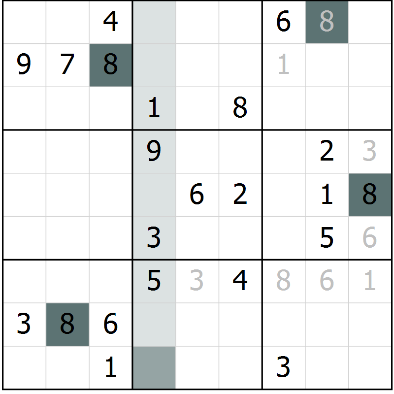 Position des candidats pour la solution de la Gr 7 page 10 du magazine de sudoku Virtuose n° 126