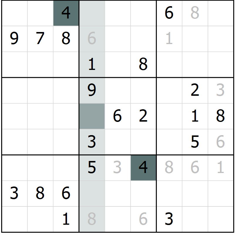 Position des candidats pour la solution de la Gr 7 page 10 du magazine de sudoku Virtuose n° 126