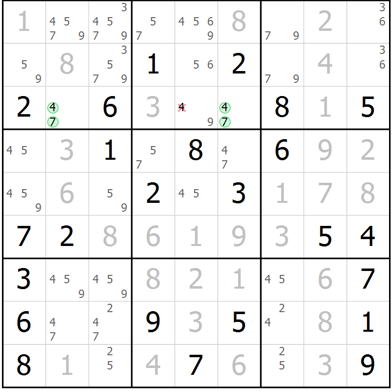 Position des candidats pour la solution de la Gr 70 page 73 du magazine de sudoku Virtuose n° 126