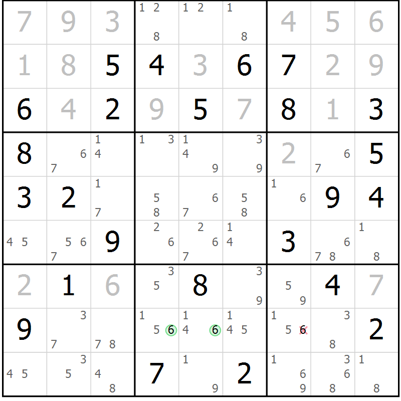 Position des candidats pour la solution de la Gr 71 page 74 du magazine de sudoku Virtuose n° 126