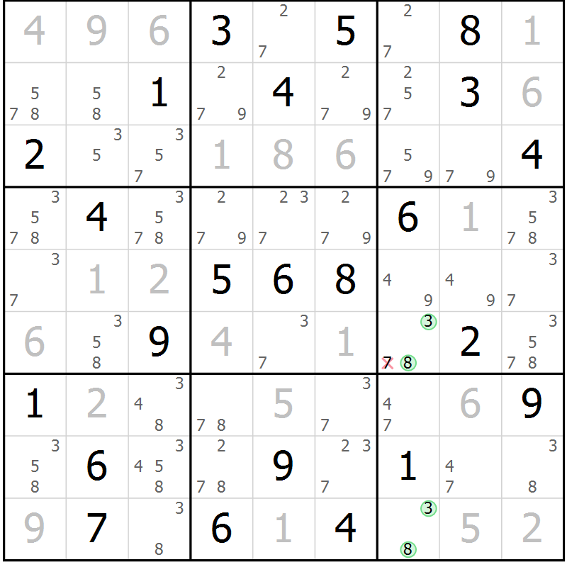 Position des candidats pour la solution de la Gr 74 page 77 du magazine de sudoku Virtuose n° 126