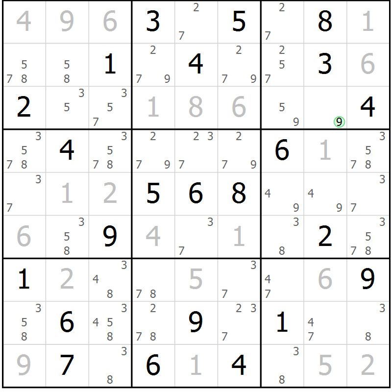 Position des candidats pour la solution de la Gr 74 page 77 du magazine de sudoku Virtuose n° 126