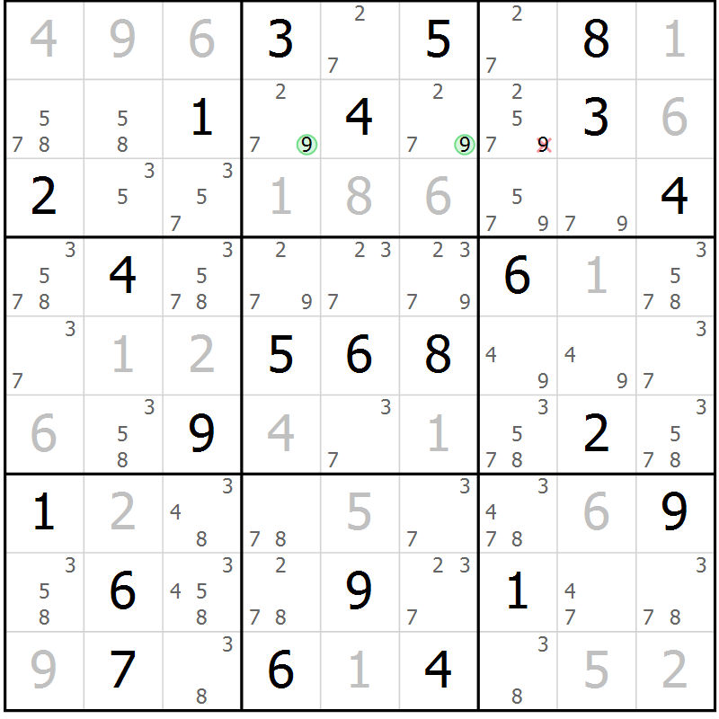 Position des candidats pour la solution de la Gr 74 page 77 du magazine de sudoku Virtuose n° 126