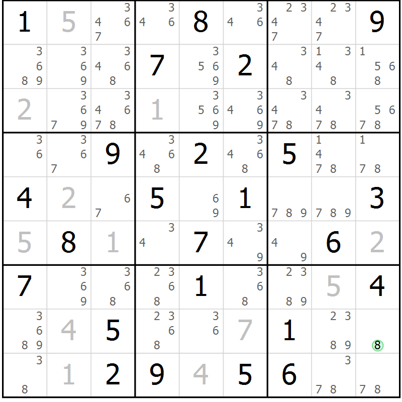 Position des candidats pour la solution de la Gr 75 page 78 du magazine de sudoku Virtuose n° 126