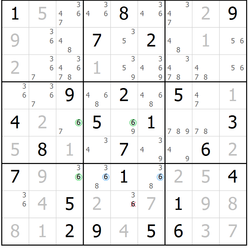 Position des candidats pour la solution de la Gr 75 page 78 du magazine de sudoku Virtuose n° 126