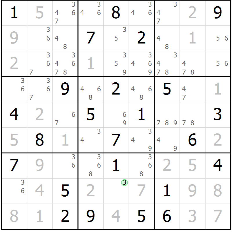 Position des candidats pour la solution de la Gr 75 page 78 du magazine de sudoku Virtuose n° 126
