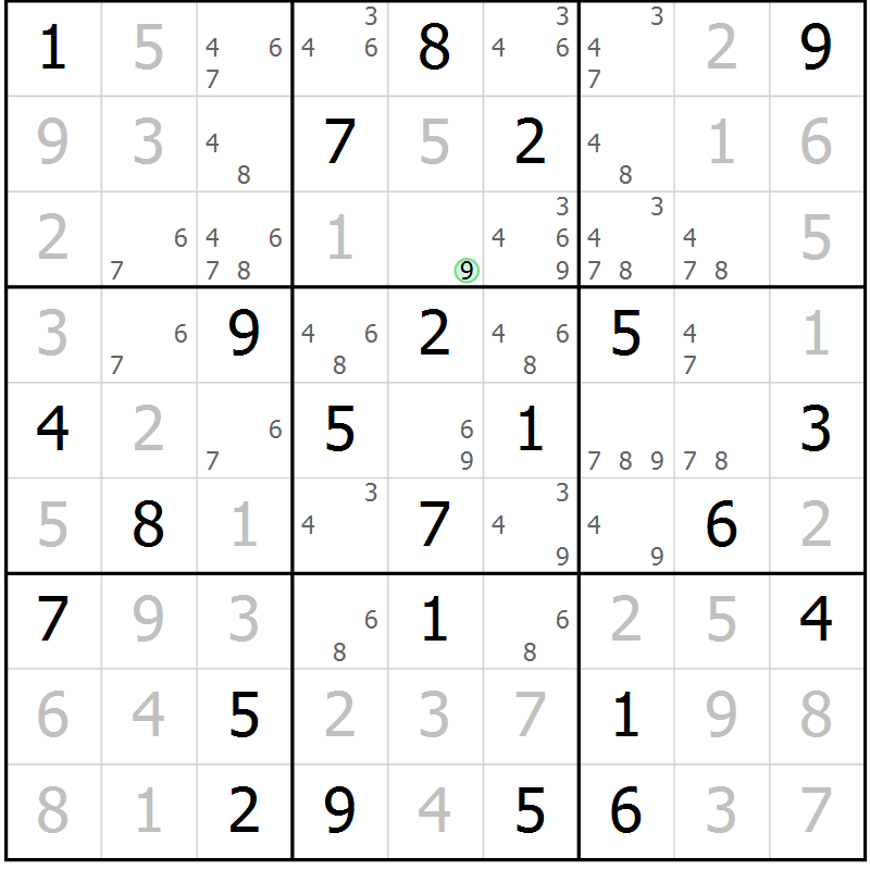 Position des candidats pour la solution de la Gr 75 page 78 du magazine de sudoku Virtuose n° 126