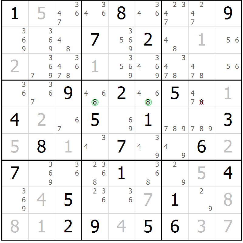 Position des candidats pour la solution de la Gr 75 page 78 du magazine de sudoku Virtuose n° 126