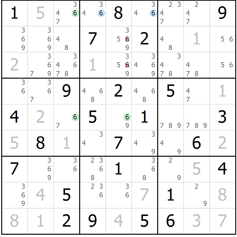 Position des candidats pour la solution de la Gr 75 page 78 du magazine de sudoku Virtuose n° 126