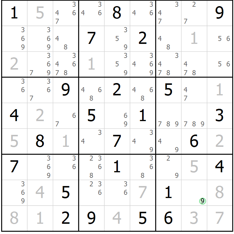 Position des candidats pour la solution de la Gr 75 page 78 du magazine de sudoku Virtuose n° 126