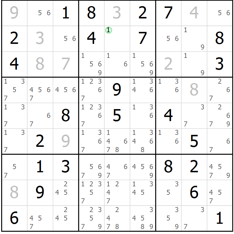 Position des candidats pour la solution de la Gr 76 page 79 du magazine de sudoku Virtuose n° 126