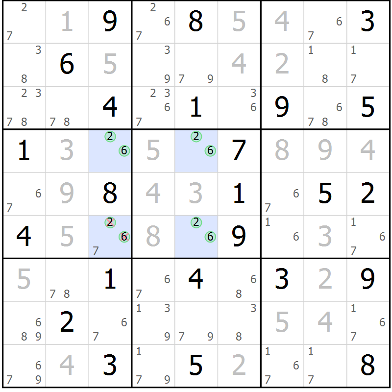Position des candidats pour la solution de la Gr 77 page 80 du magazine de sudoku Virtuose n° 126