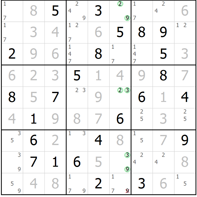 Position des candidats pour la solution de la Gr 78 page 81 du magazine de sudoku Virtuose n° 126