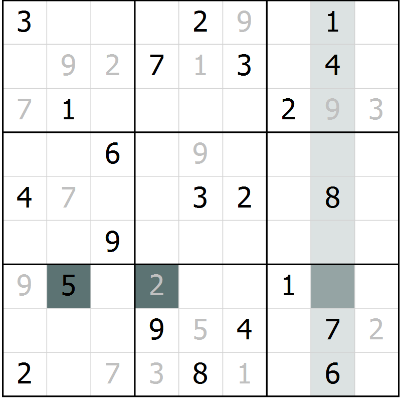 Position des candidats pour la solution de la Gr 8 page 11 du magazine de sudoku Virtuose n° 126