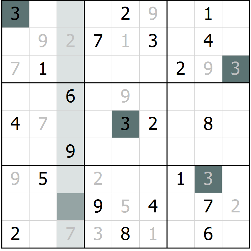 Position des candidats pour la solution de la Gr 8 page 11 du magazine de sudoku Virtuose n° 126