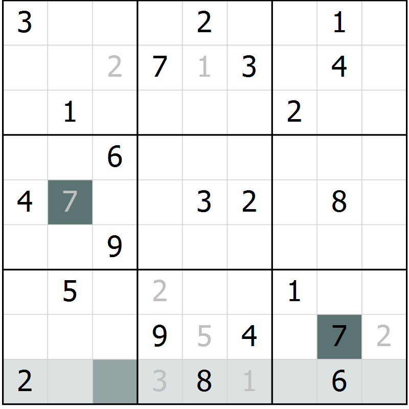 Position des candidats pour la solution de la Gr 8 page 11 du magazine de sudoku Virtuose n° 126