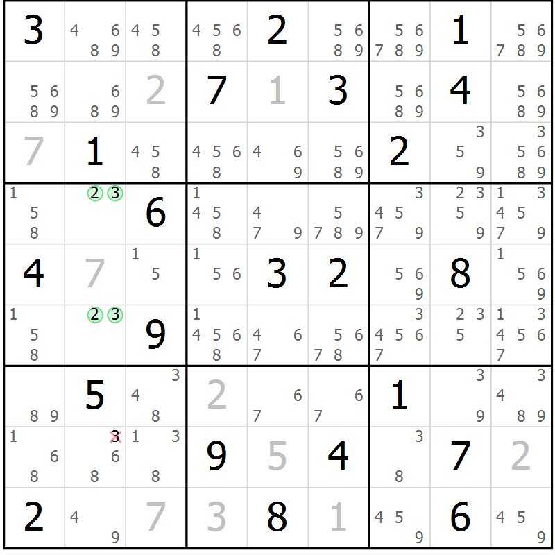Position des candidats pour la solution de la Gr 8 page 11 du magazine de sudoku Virtuose n° 126