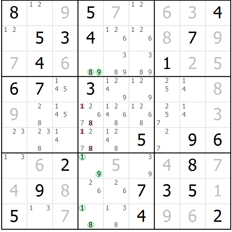 Position des candidats pour la solution de la Gr 80 page 83 du magazine de sudoku Virtuose n° 126