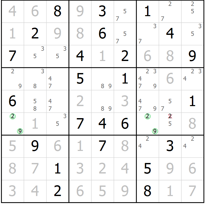 Position des candidats pour la solution de la Gr 83 page 86 du magazine de sudoku Virtuose n° 126