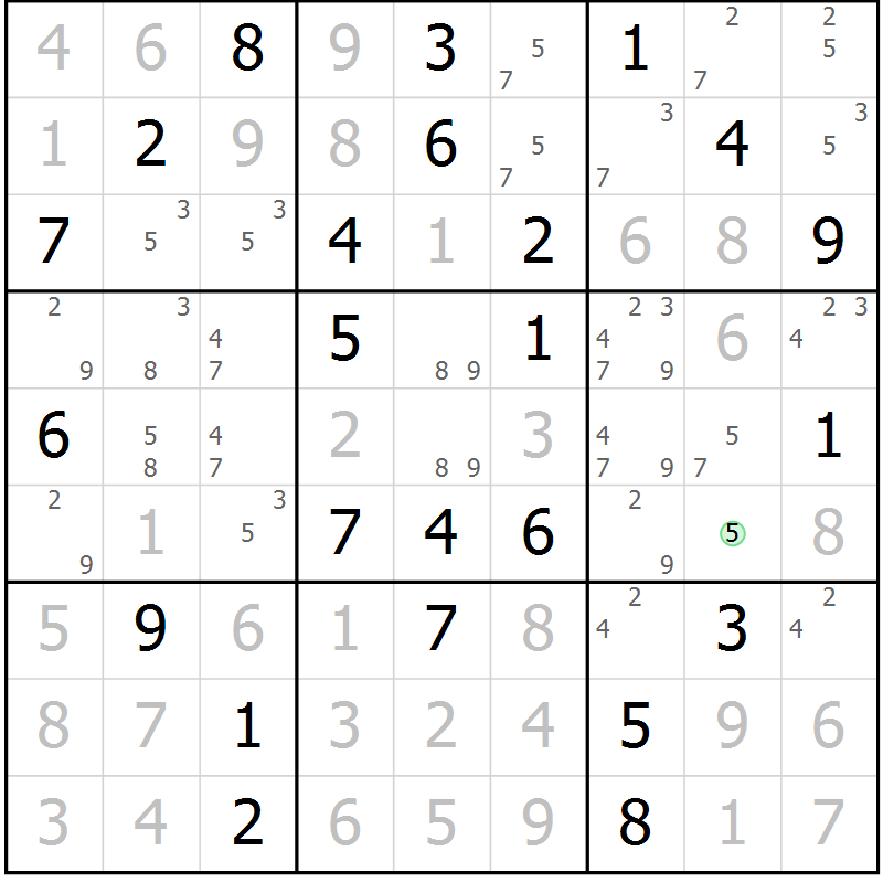 Position des candidats pour la solution de la Gr 83 page 86 du magazine de sudoku Virtuose n° 126