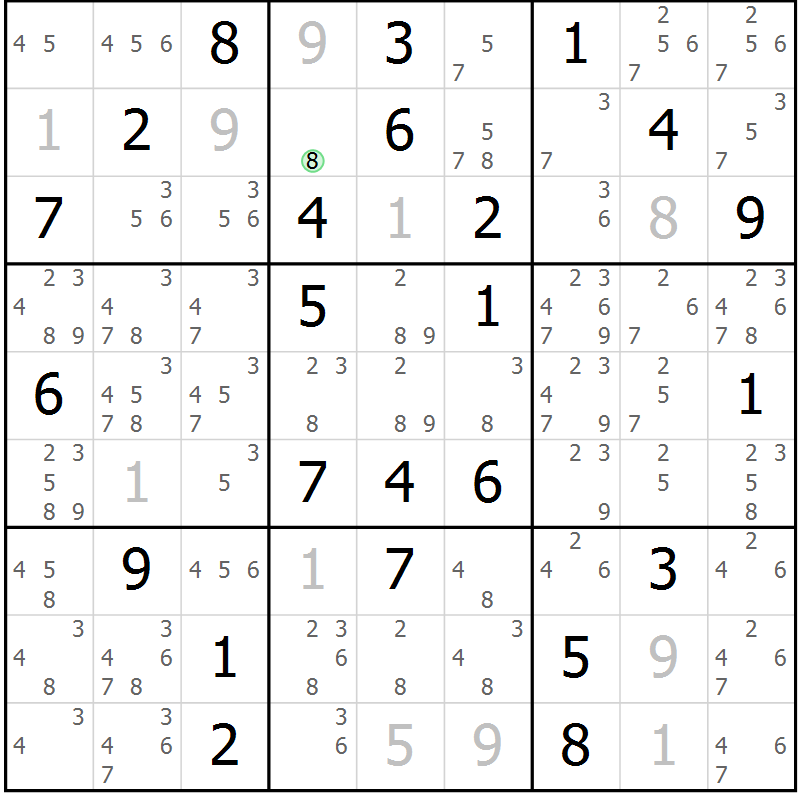 Position des candidats pour la solution de la Gr 83 page 86 du magazine de sudoku Virtuose n° 126