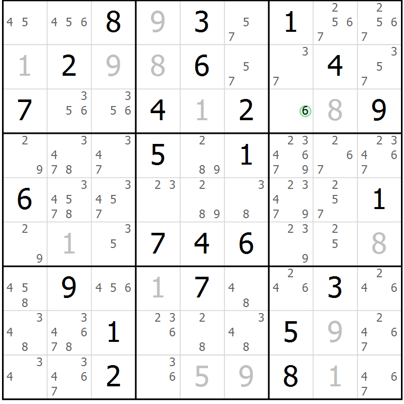 Position des candidats pour la solution de la Gr 83 page 86 du magazine de sudoku Virtuose n° 126