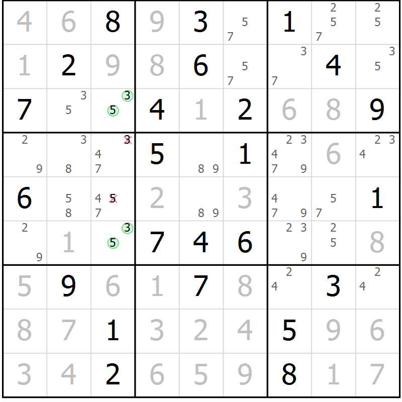 Position des candidats pour la solution de la Gr 83 page 86 du magazine de sudoku Virtuose n° 126
