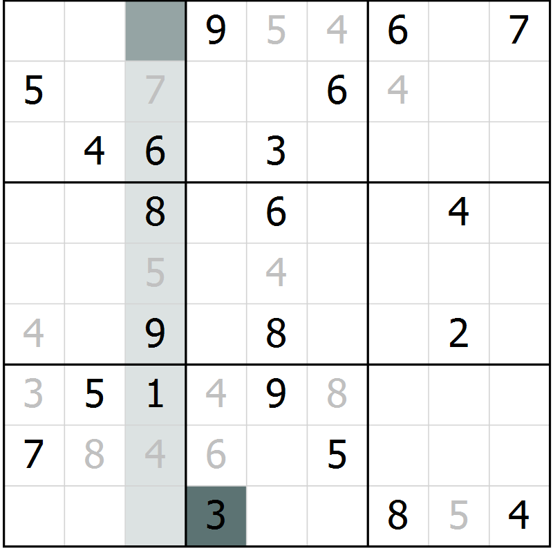 Position des candidats pour la solution de la Gr 1 page 4 du magazine de sudoku Virtuose n° 130