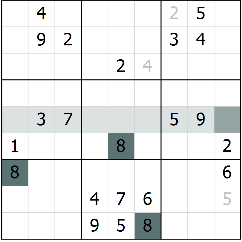 Position des candidats pour la solution de la Gr 10 page 13 du magazine de sudoku Virtuose n° 130