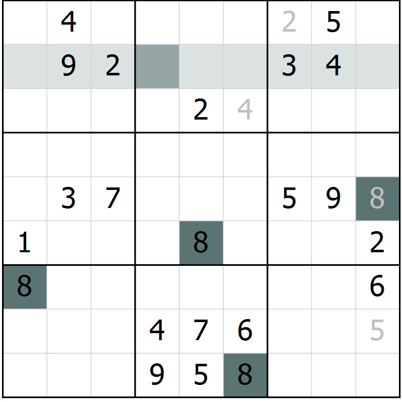 Position des candidats pour la solution de la Gr 10 page 13 du magazine de sudoku Virtuose n° 130