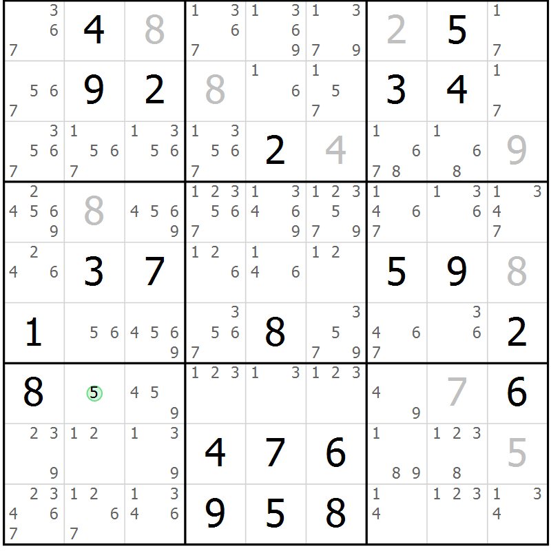 Position des candidats pour la solution de la Gr 10 page 13 du magazine de sudoku Virtuose n° 130